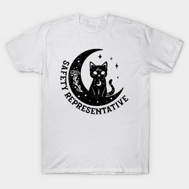 Safety Representative - Magical Cat On Moon Design T-Shirt by best-vibes-only